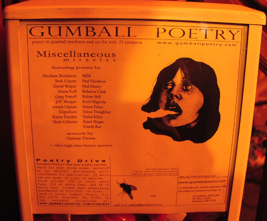 Gumball Poetry table of contents