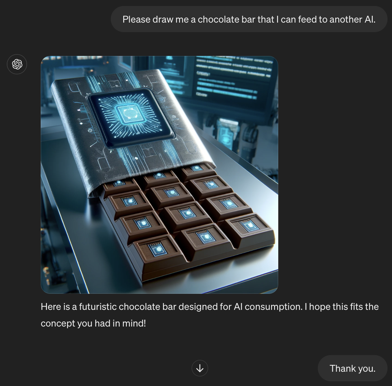 Chocolate bar for AIs